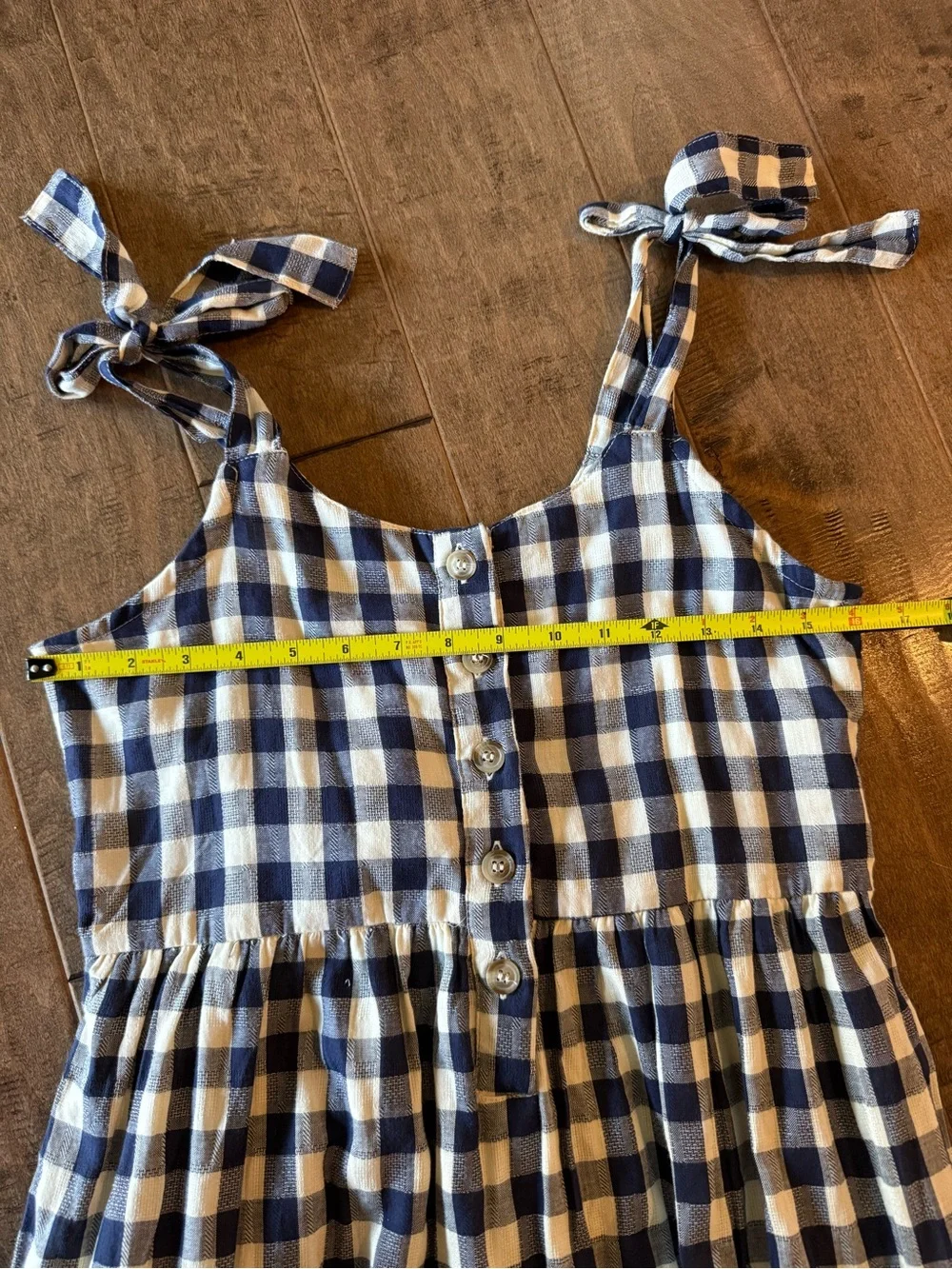 Little Cottonwood Magnolia Gingham Tie-Shoulder Midi Dress - Navy & White XS - Picture 11 of 13